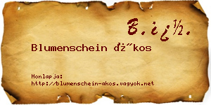 Blumenschein Ákos névjegykártya